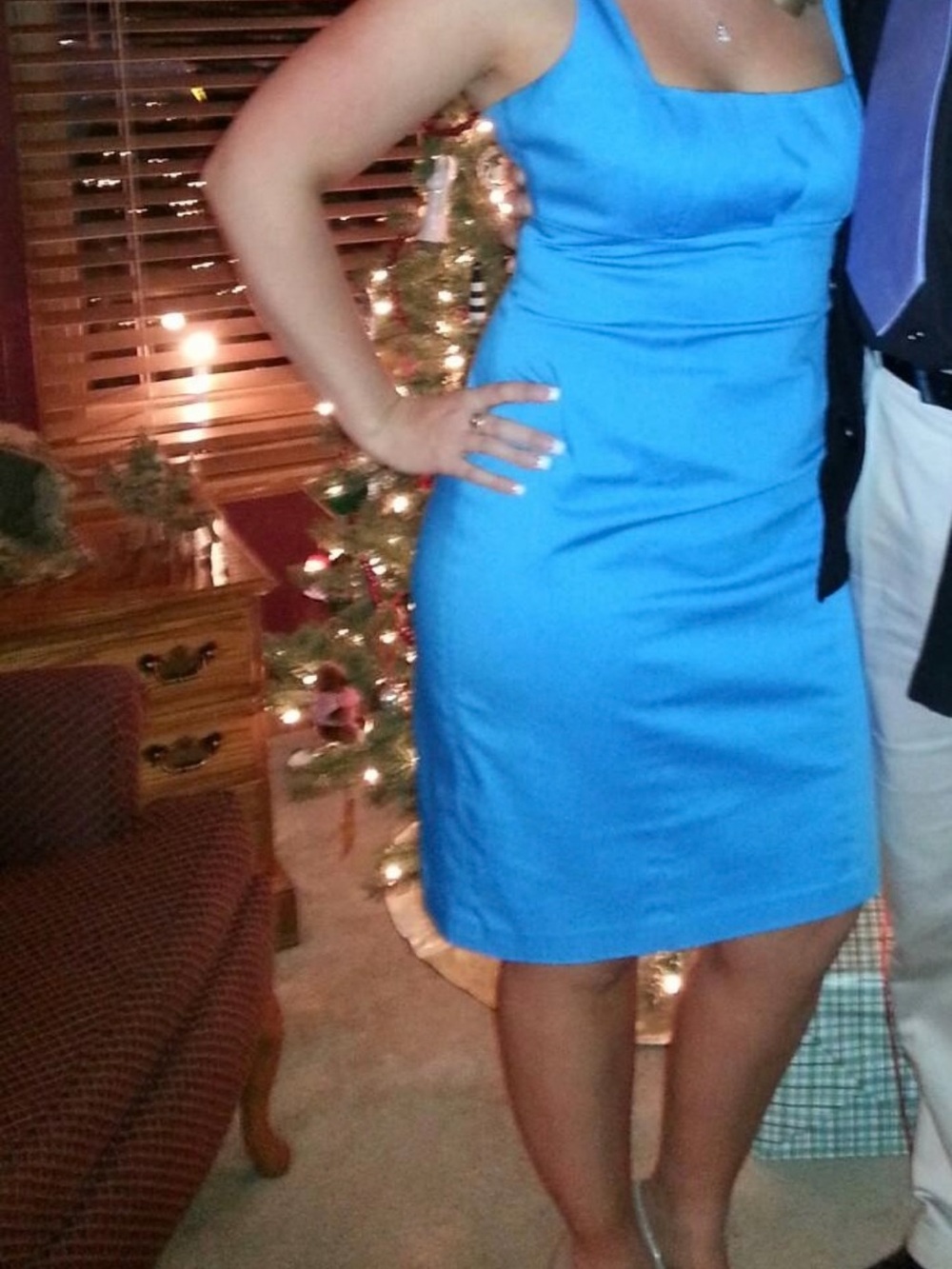 Calvin Klein Turquoise Square-Neck Midi Sheath Dress